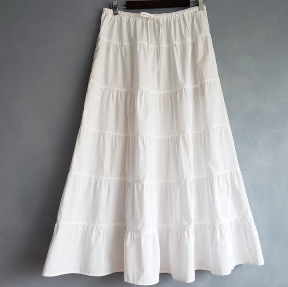 NWT JOIE LONG TIERED GATHERED WHITE SKIRT, SIZE L - Picture 7 of 12